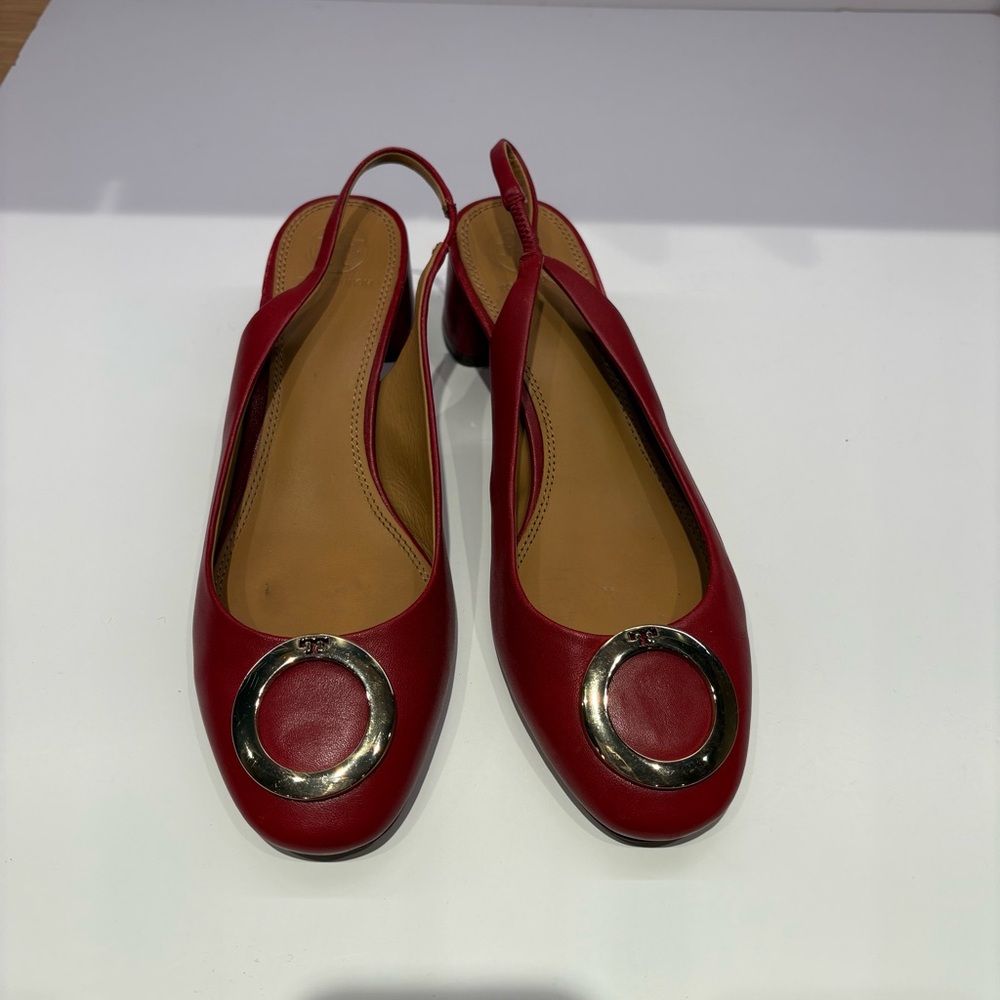 Tory Burch || Caterina Slingback Pumps Red Gold 8.5 - Picture 2 of 9